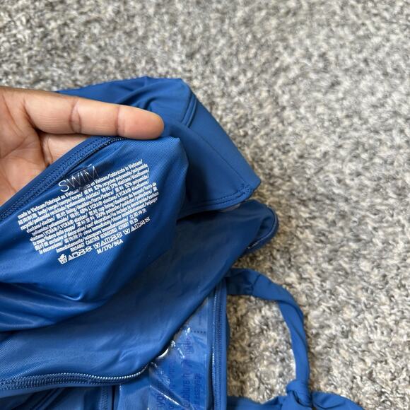 Victoria Secret Forever One Piece Swimsuit Size M Ruched Blue Halter Sexy New - Picture 8 of 8